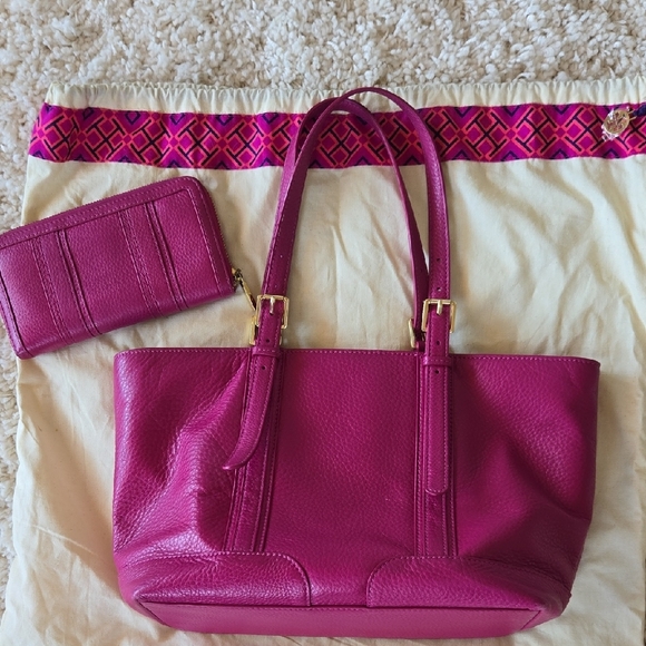 Tory Burch Pink Tote Pebbled Leather - Picture 6 of 9